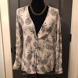 Neutral Pineapple Print Cardigan
